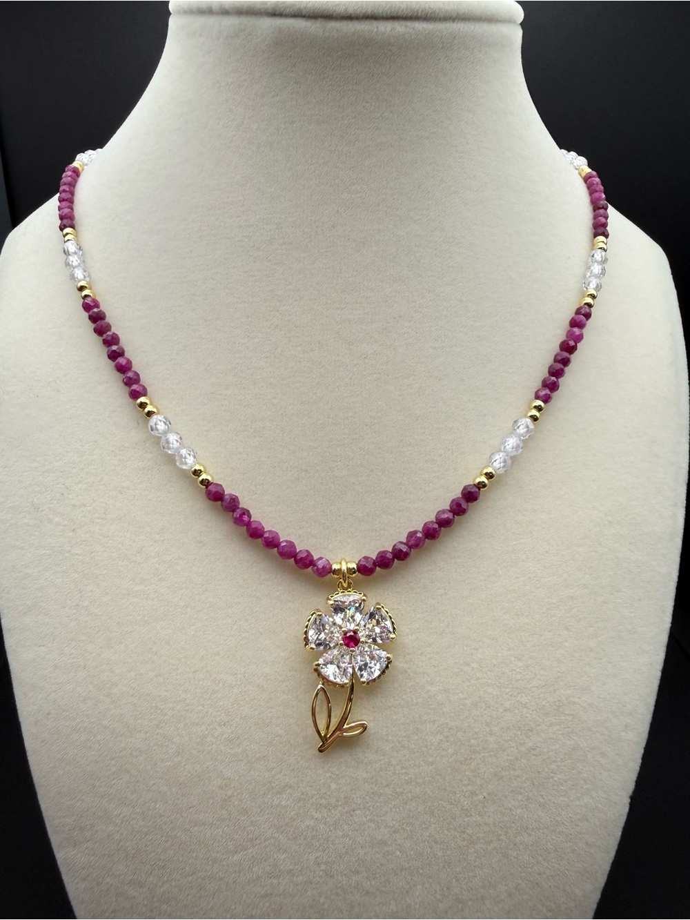 Ruby and Cubic Zirconia Necklace